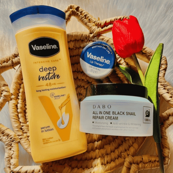 Medium budget combo 1(Vaseline lotion+ Dabo moisturizer+ Vaseline lip balm)