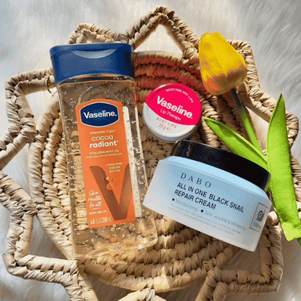 Premium combo 1 ( Vaseline body oil+dabo moisturizer+ Vaseline lip balm)